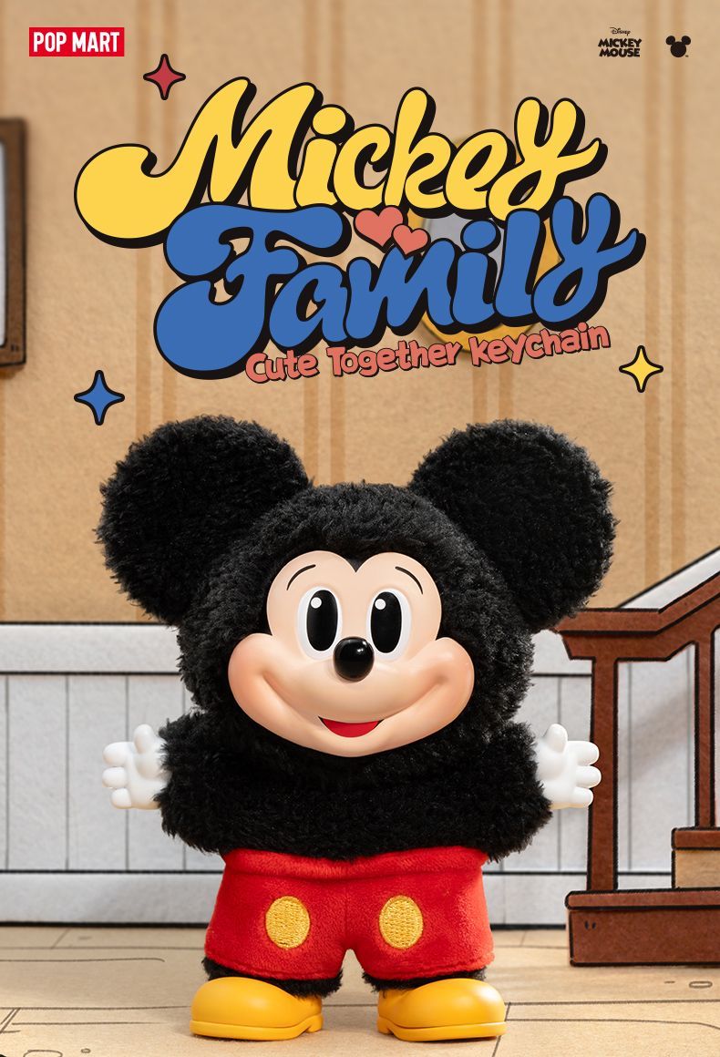 【AUTHENTIC】POPMART Mickey Family Cute Together Keychain Series Figurine Blind Box Disney Plush